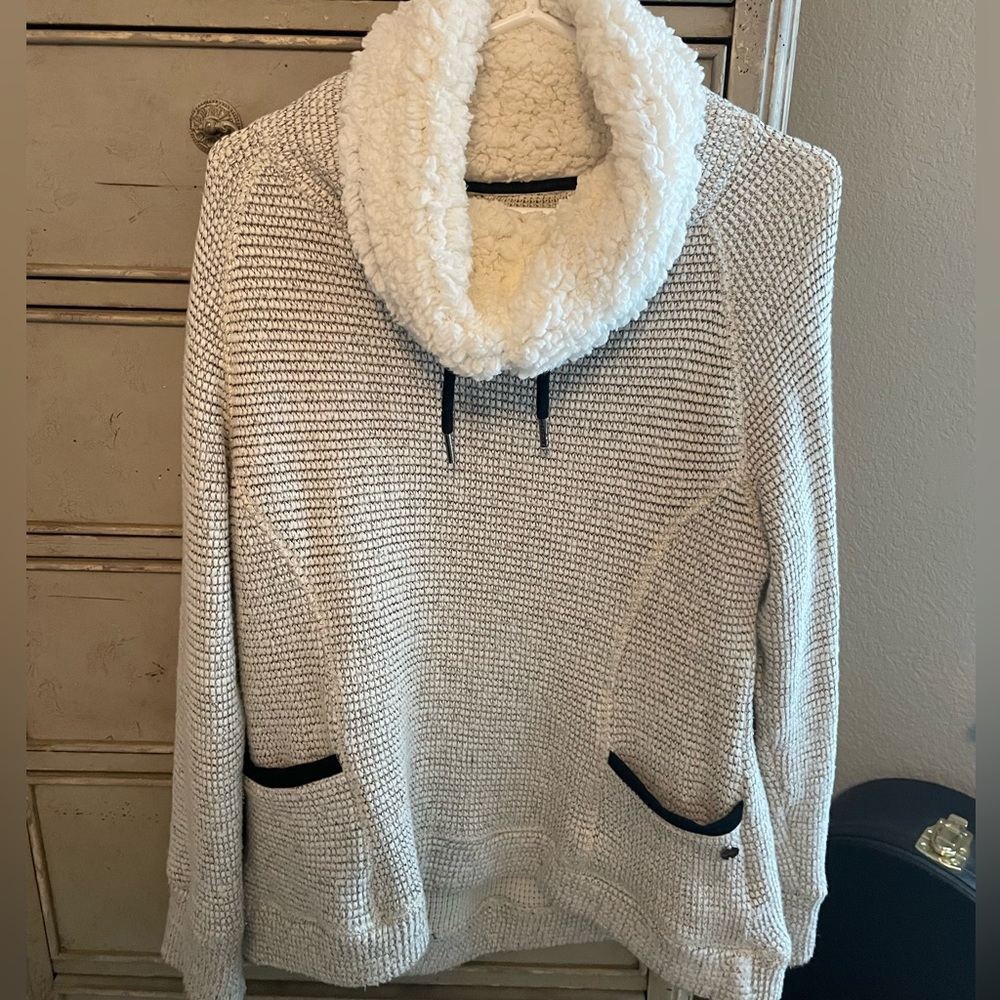 Superdry cowl neck knit sweater with pockets